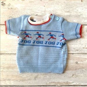 Vintage 1960s Cradleknit Brand Baby Boy Knit Pullover Sweater Jog Runner Design